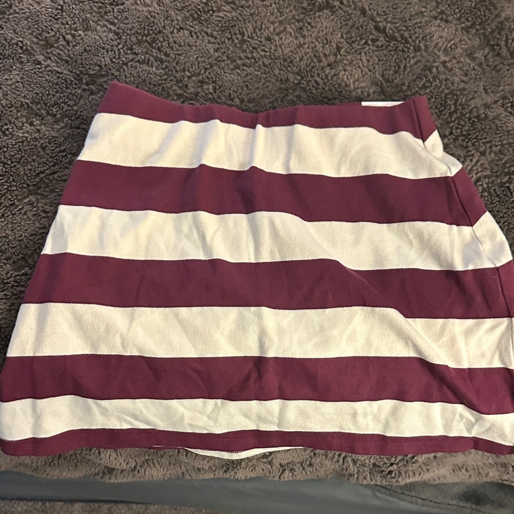 PINK Victoria's Secret Burgundy and White Striped Skirt